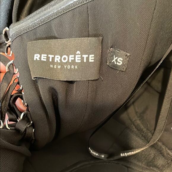 Retrofete Bustier Lace Up Ruched Draped Black Mini Dress Size XS - Picture 8 of 8